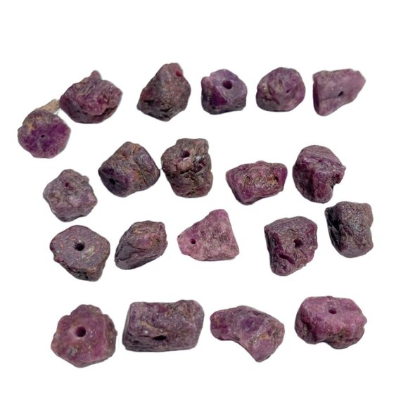 Drilled Raw Ruby Parcel - 20 Pieces - Picture 1 of 7